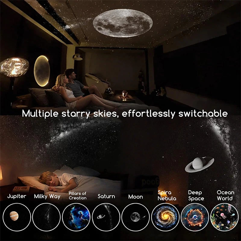 2-in-1 Galaxy Projector Light Mini USB Car Interior Ambient Lamp Galaxy LED Starry Sky for Party Home Bedroom Sleep Decoration