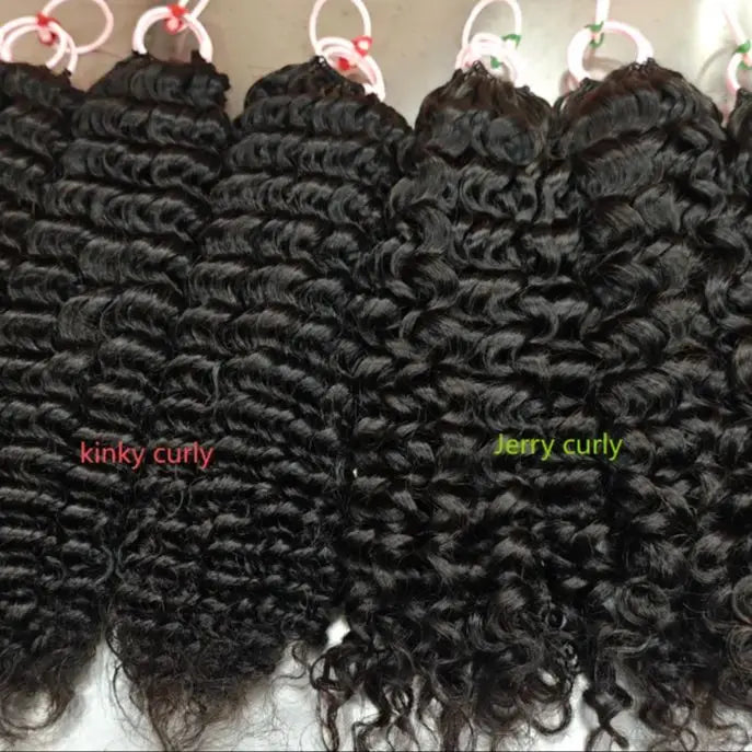 Pre-Separated Feather Crochet Human Hair Bundles Jerry Kinky Curly Deep Wave Hair Miracle Knots Braiding hair for Women