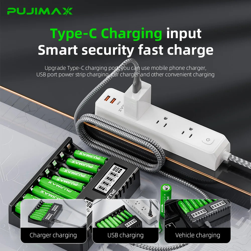 PUJIMAX AA/AAA 3400mWh 1100mWh 1.5V Li-Ion Rechargeable BatteryCharger Lithium Batteries For Mouse Flashlight Fan Game Machine
