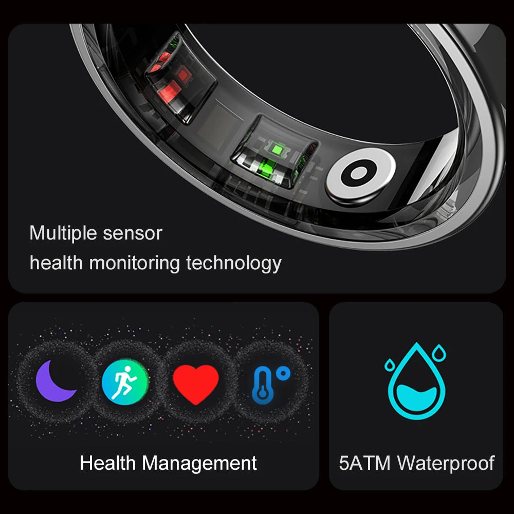 2024 COLMI R09 Smart Ring Men Women with Charging Case, Health and Sleep Monitor, Skin Temperature Monitor, 60 days battery life