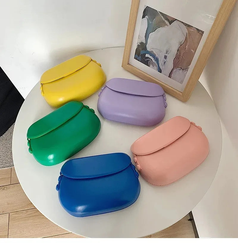 Candy Color Women's Saddle Shoulder Bag Casual Portable Female Small Clutch Handbags Sweet Fashion Ladies Purse Crossbody Bags