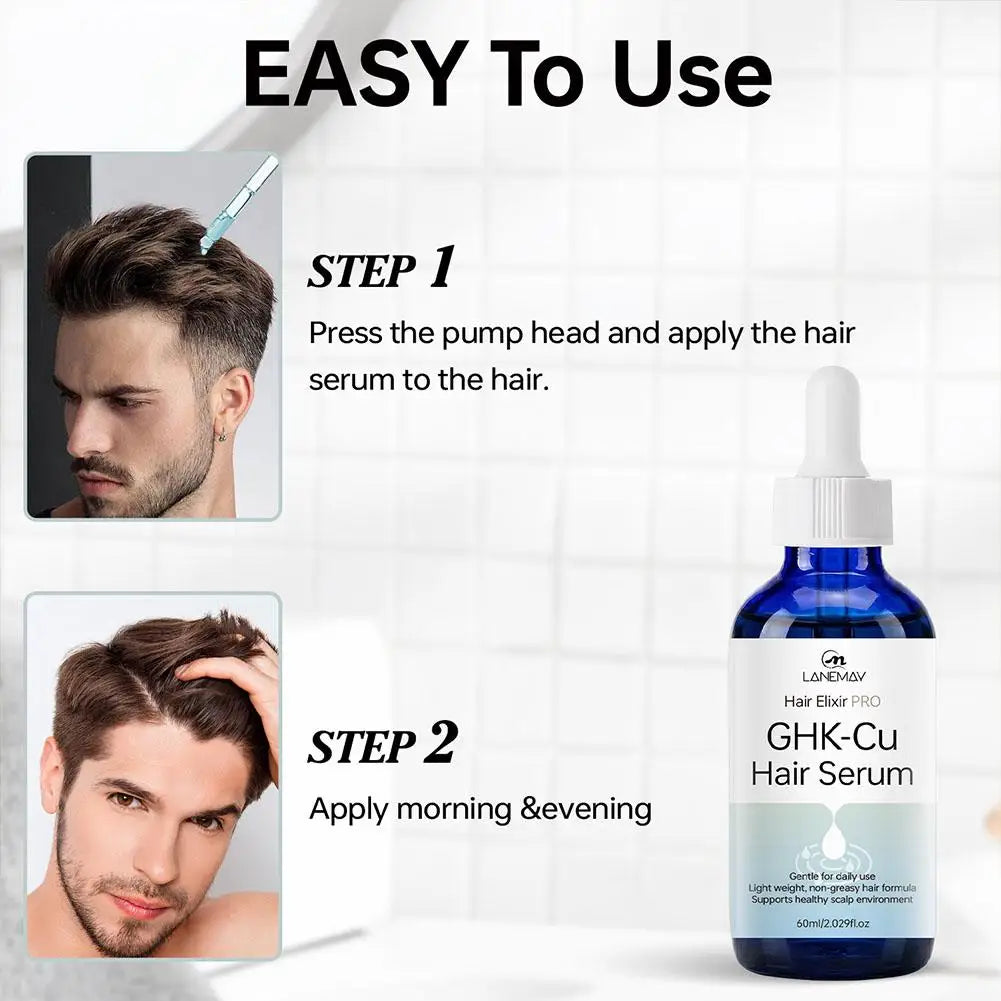 60ml GHK Cu Copper Peptide Hair Serum Hair Deep Nourishment Fast Absorbing Moisturizing Strengthen Roots Non Greasy