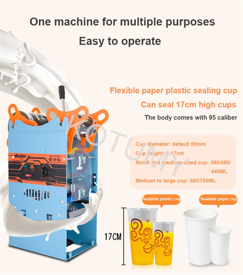 95MM Commercial Cup Sealing Machine Manual Pressure Sealing Machine Beverage Cup Sealer Milk Tea Seal Machine Boba Tea Machine