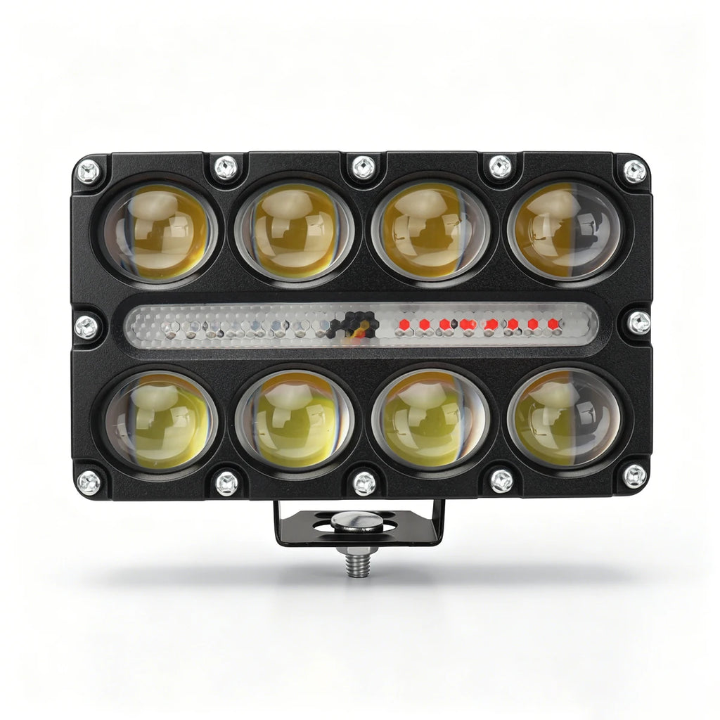 8 Lens Projector Motorcycle LED Spotlight DRL Strobe Flashing Auxiliary Fog Work Light Universal For Car Truck SUV UTV Off‑Road