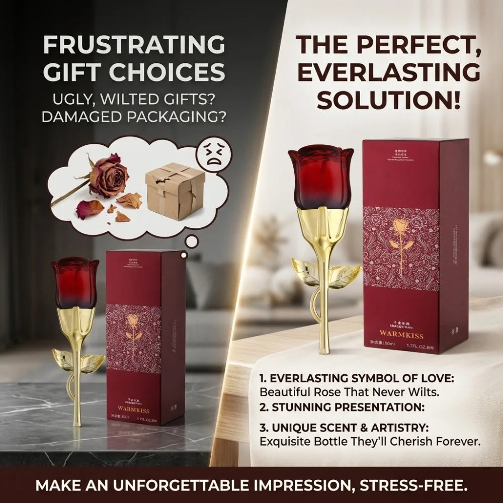 50ml Women EDP Perfume Midnight Rose Long Last Elegant Floral Fragrance Creative Red Rose Shaped Bottle Lady Romantic Gift