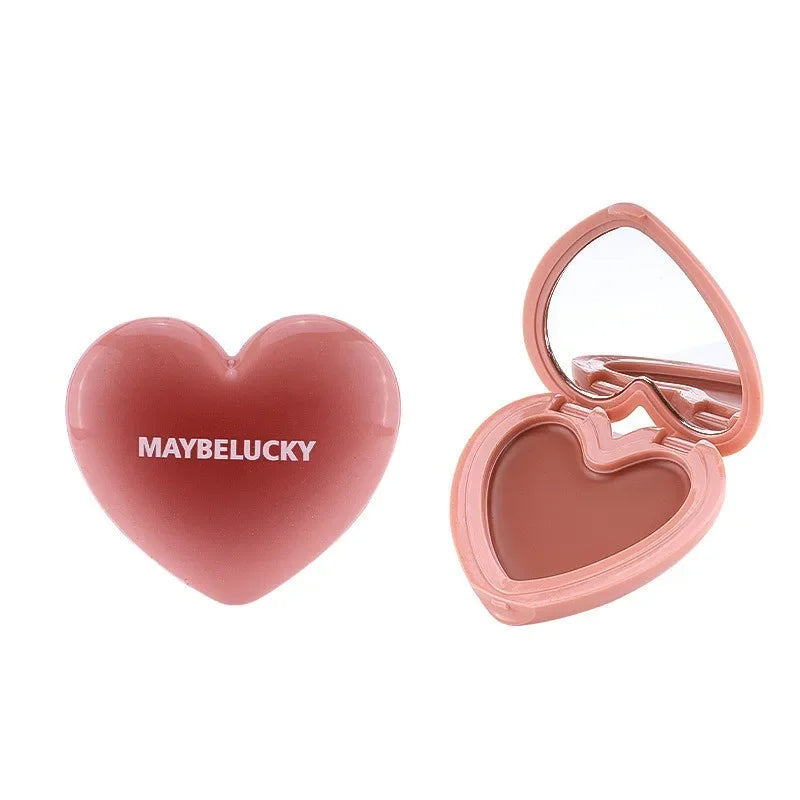 3-in-1 Smooth Blush Cream Heart-Shaped Waterproof Long-lasting Matte Finish Easy to Wear Natural Color Lip Cheek Eye Makeup