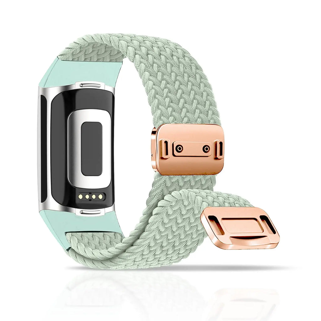 Rainbow Color Braided Band With Magnetic Quick Release Buckle Compatible For Fitbit Charge 5 Charge 6 Bands for Women