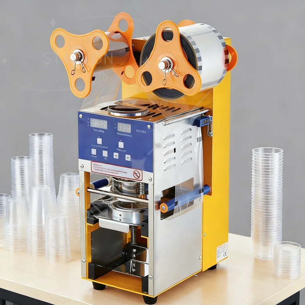Cup Sealing Machine Plastic Yogurt Cup Sealer Juice Bubble Tea Equipment Fully Automatic Jelly Boba Milk Tea Cup Sealing Machine