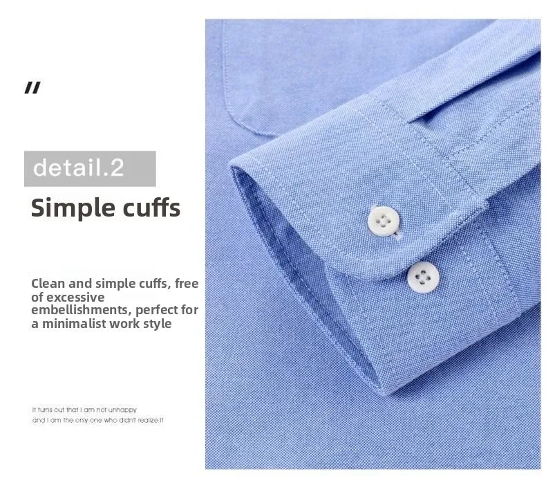 2026 Men's Oxford Long Sleeve Shirts 100% Cotton Solid Color Turn Down Collar Regular Fit Daily Men Clothing Button-down Shirts