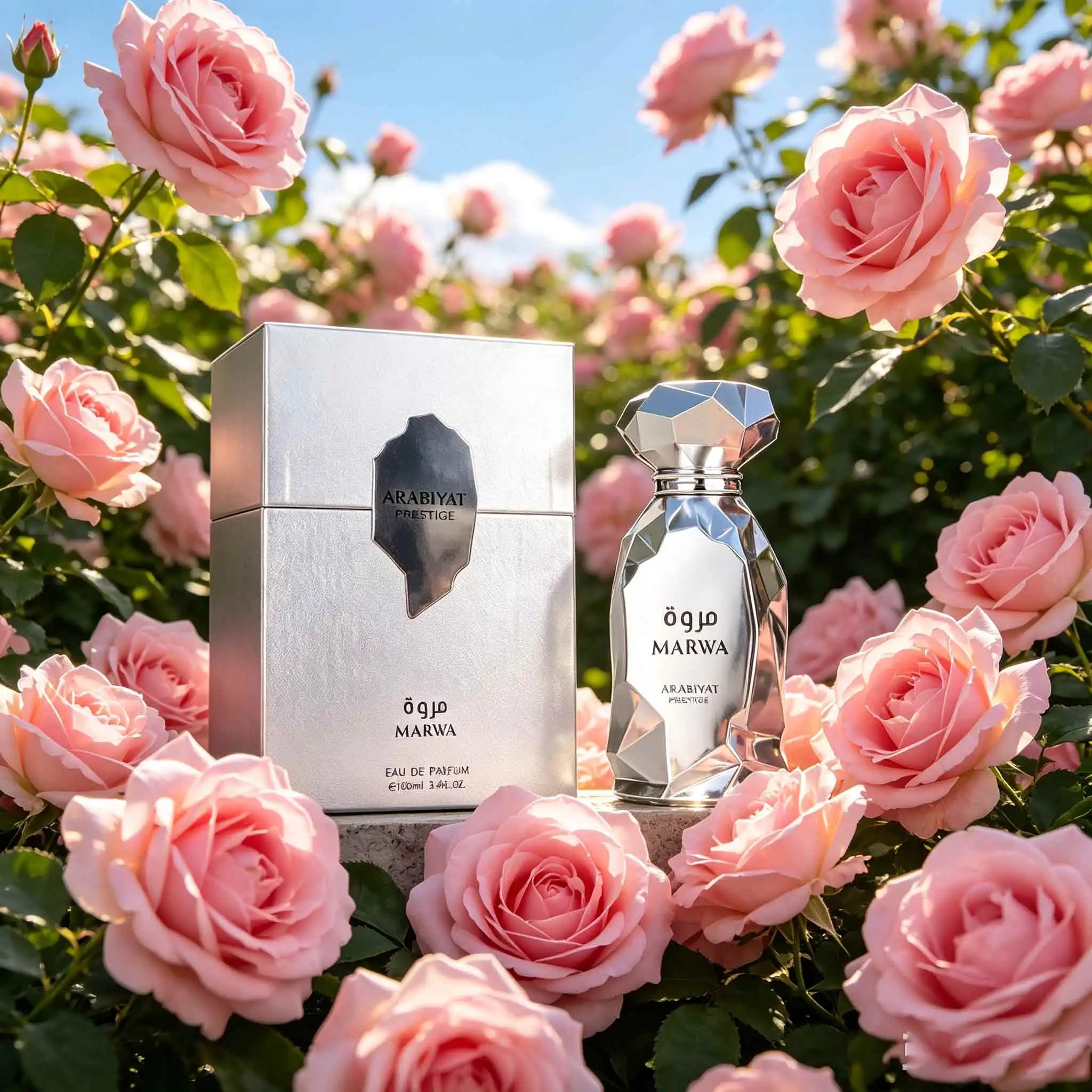 MARWA Arabiyat Prestige Unisex Perfume. Timeless Versatile Fragrance, Suitable For Daily Work, Travel And Nightlife. Eye-catching Silver Bottle, Great For Collection.