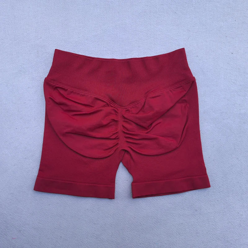 Gym Shorts Women Fitness Sports Biker Shorts 4.5" Low Ribbed Band Yoga Shorts Workout Scrunch Butt Seamless Leggings