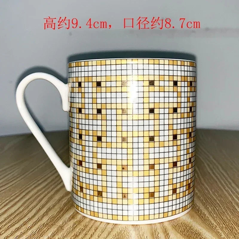 Creative Ceramic Lovers Mug Geometric Pattern Western Food Afternoon Tea Breakfast Cup Coffee Cup Home Decoration Modern