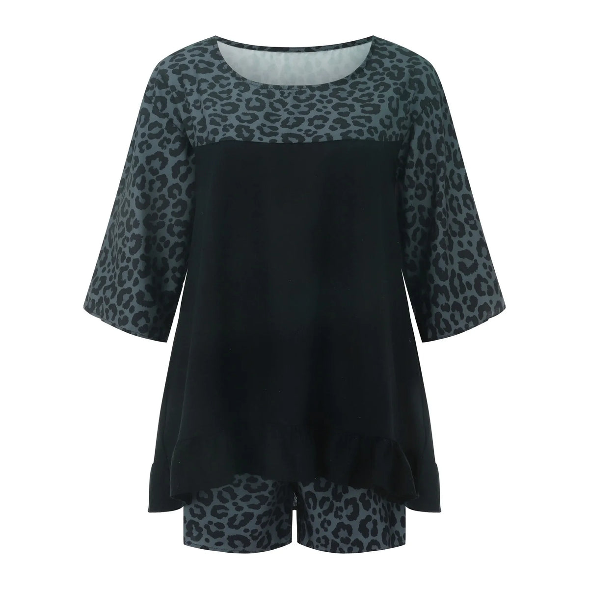 Women'S European And Fashion Leopard Print Stitching Loose Large Size Cotton And Linen Suit Ladies Board Shorts for Swimming