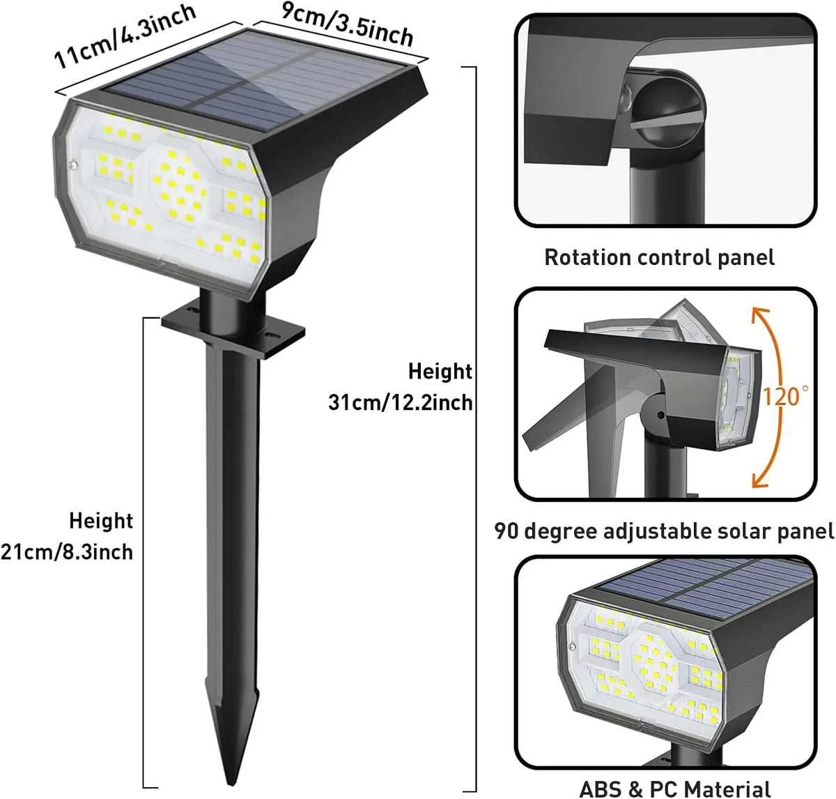 ‌Solar Lights Outdoor, IP68 Waterproof, 56 LEDs, 3 Modes, Solar Powered Garden/Yard Spotlights ﻿