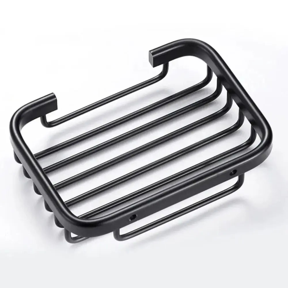 Drill Free Wall-mounted Soap Holder Sponge Dish Holder No Drilling Aluminum Adhesive Soap Dish Holder Rack Metal Soap Holder