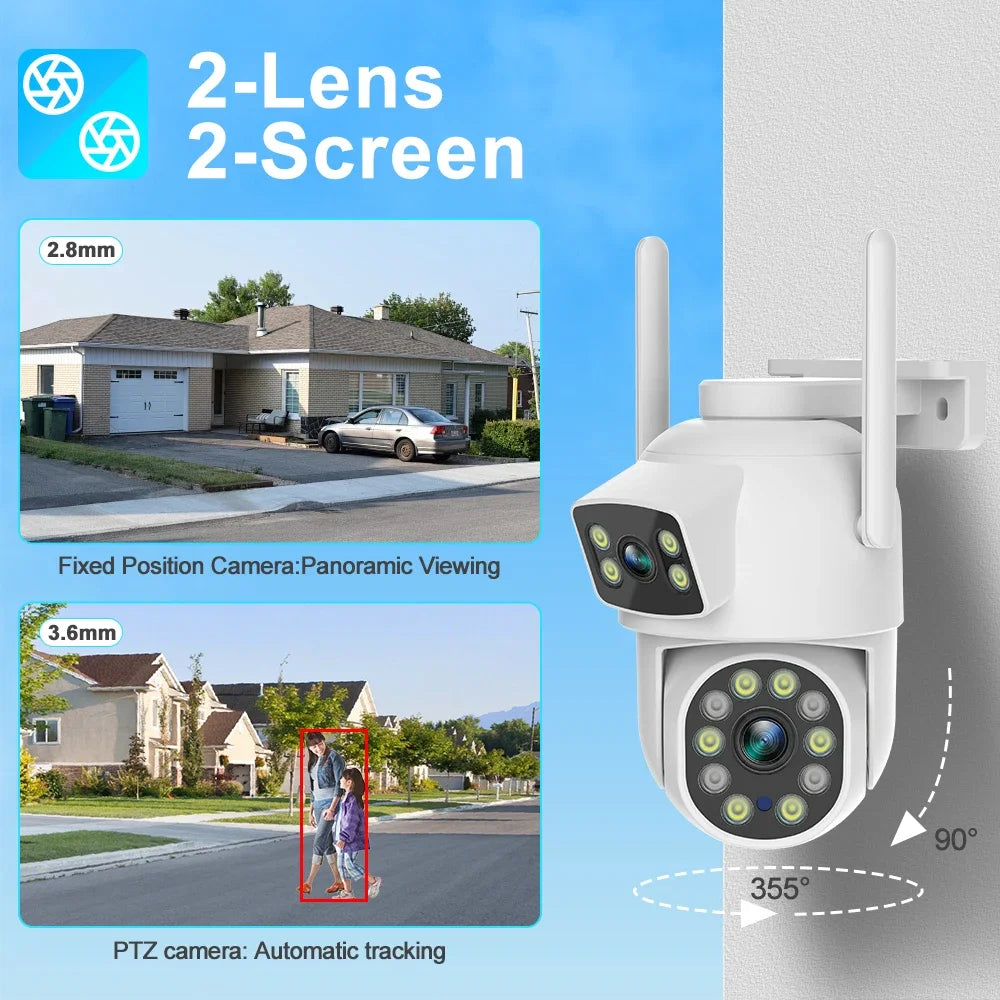 6MP Dual-Lens PTZ Camera Outdoor - WiFi 6/AI Tracking 2-Way Audio IP66 Waterproof CCTV Security System with P2P O-kam Pro
