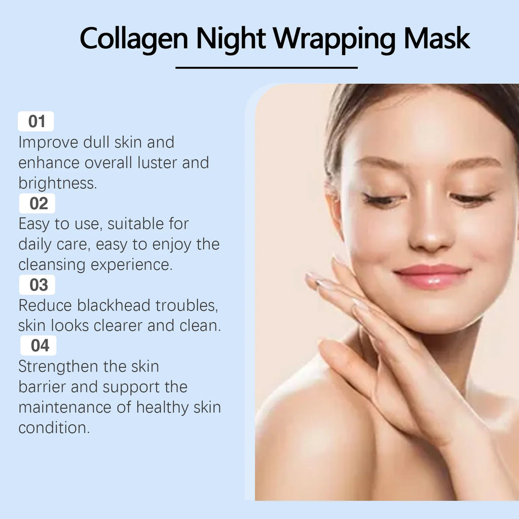Collagen Peel off Mask Deep Cleansing Pores Oil Control Turmeric Wrapping Night Face Mask for Brightening Rejevenation Skin Care