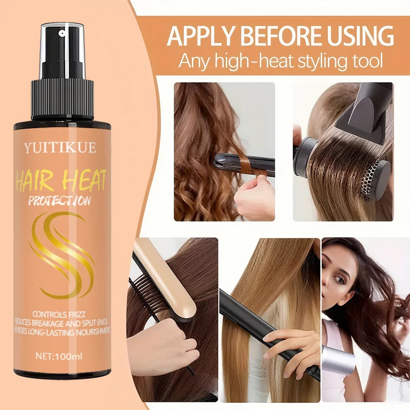 YUITIKUE Hair Thermal Protection Spray 100ml Control Frizz Reduce Breakage Long Last Nourish Before Heat Styling