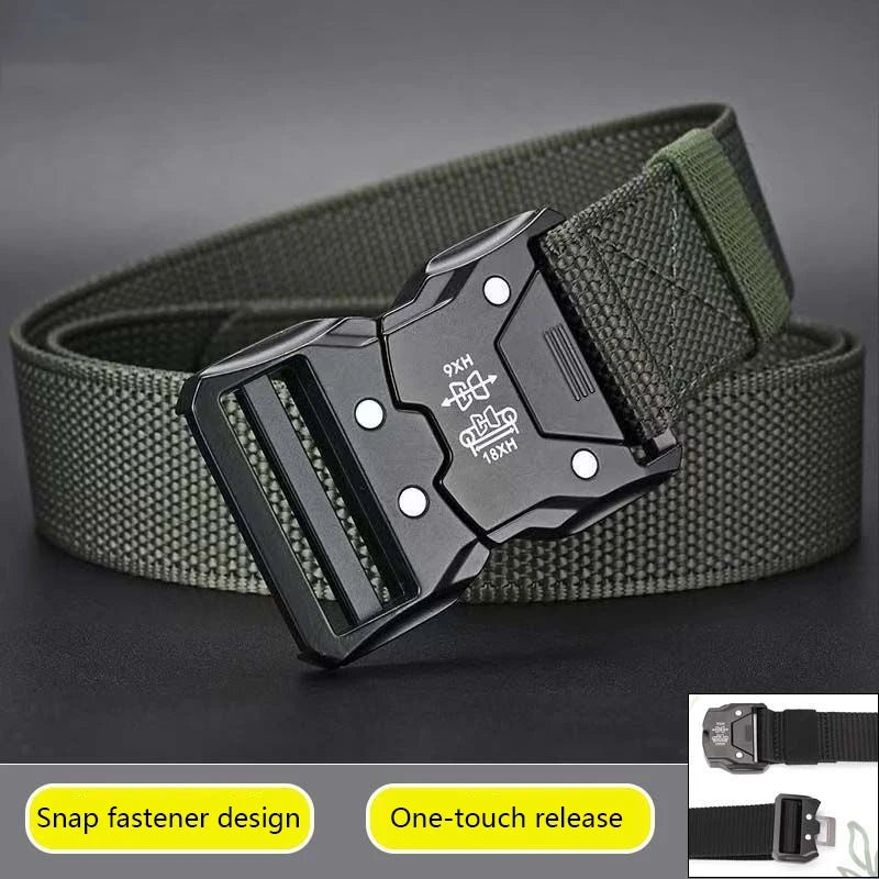 Genuine Tactical Belt Men's Quick Release Nylon Military Belt Automatic Buckle Real Soft Outdoor Sports Pants Jeans Waist Belt