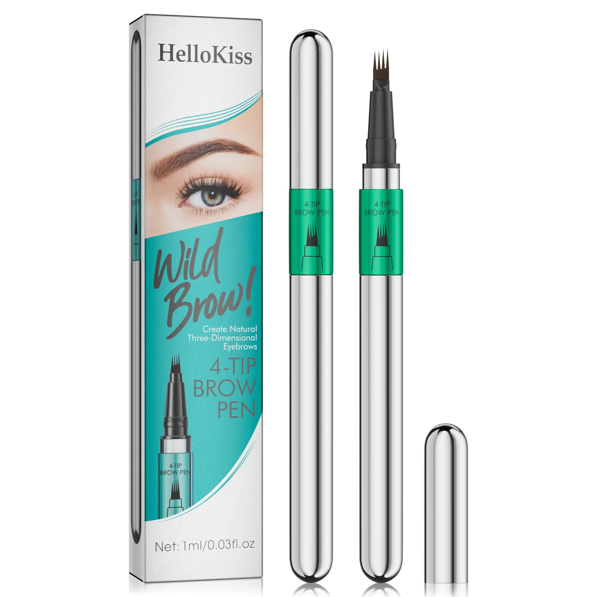 4-Tip Eyebrow Pen, 4 Heads Design, Wild Brow, Long Lasting, Smudge Proof, Waterproof Sweat Resistant Anti-transfer Cosmetic