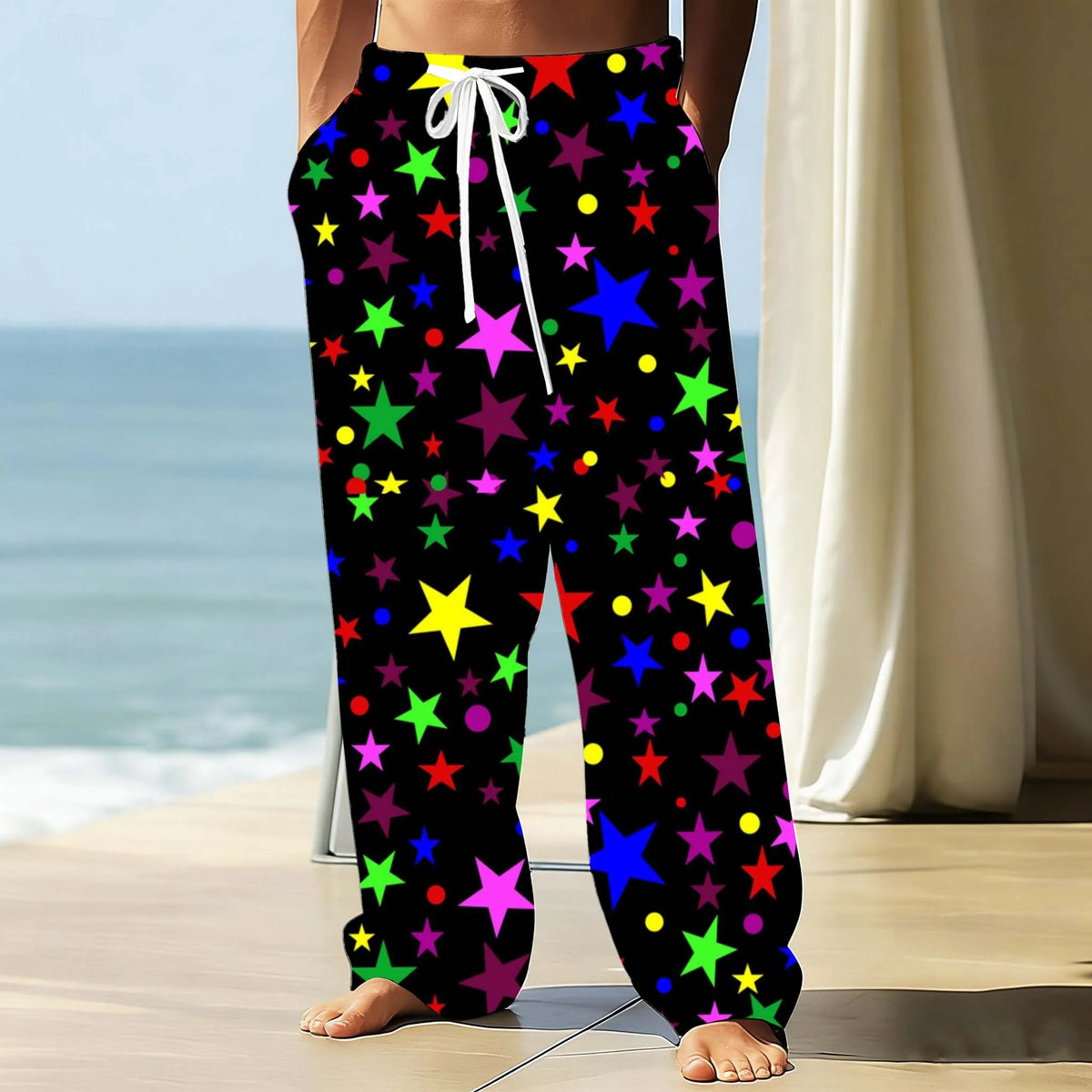 Mardi Gras Men's Pants Carnival mask Graphic Print With Drawstring Pockets Summer Casual Fall Outdoor Stylish thin Men Pants