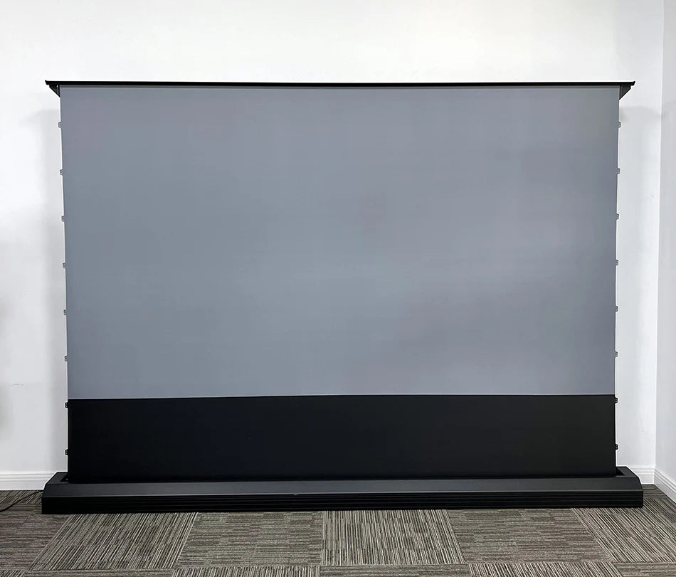 Motorized Floor Rising CLR Projection Screen Tab Tension 92 100 Inch Ambient Light Rejecting Electric for UST Projectors 3D 8K