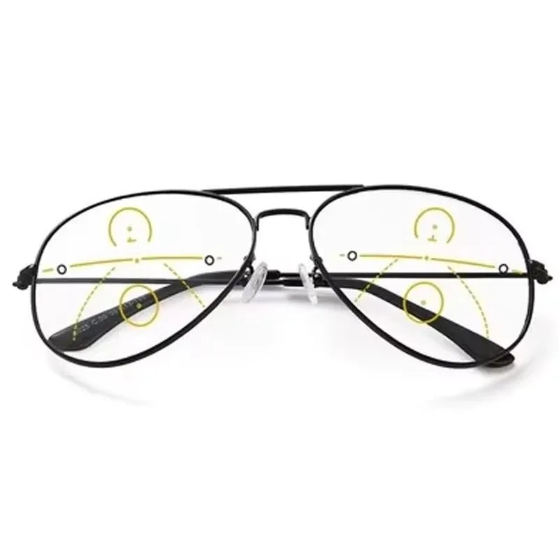 Sports Intelligent Photochromic Progressive Multifocal Reading Glasses Men Luxury Finished Near Far Sight Sunglasses 1.0-4.0