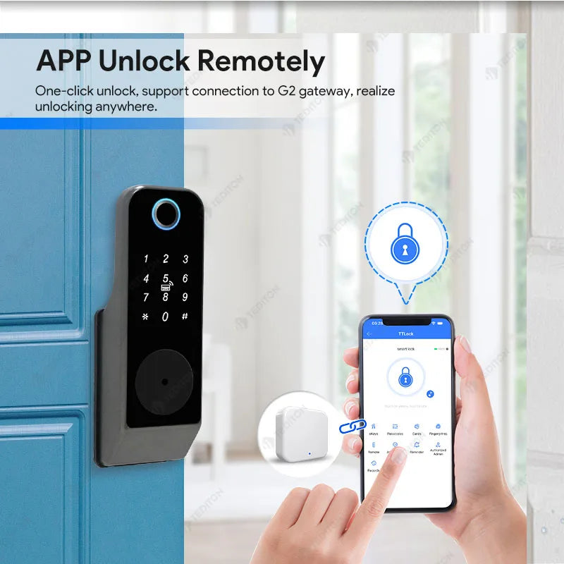Waterproof TTLock App Outdoor Gate Fingerprint Lock Smart Door Lock Smart Bluetooth Digital APP Keypad Code Keyless Door Lock
