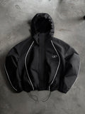 Men's & Women's Cropped Hooded Jacket Y2K Racing Color Block Zip‑Up Streetwear Windbreaker Outerwear S‑2XL