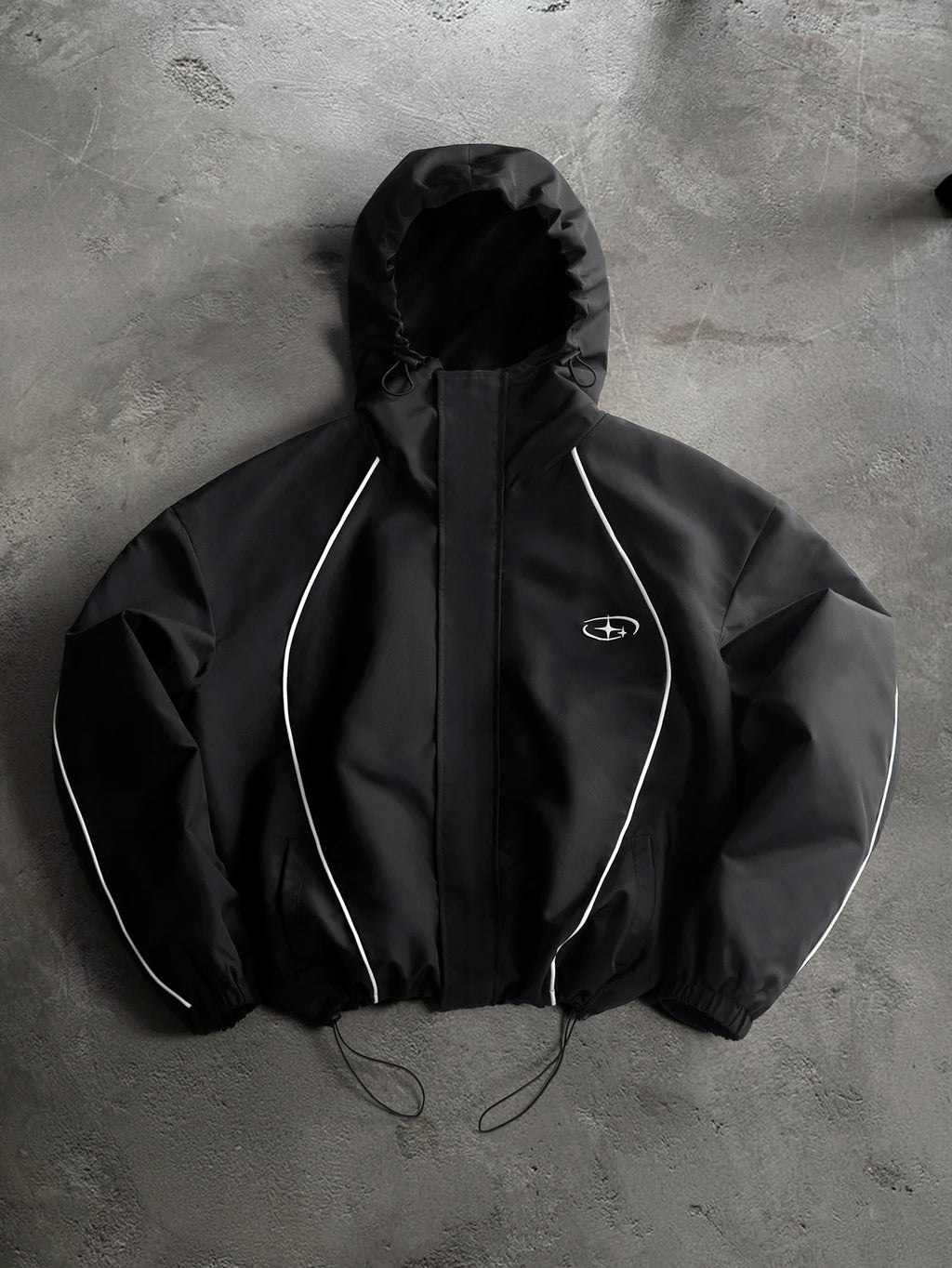 Men's & Women's Cropped Hooded Jacket Y2K Racing Color Block Zip‑Up Streetwear Windbreaker Outerwear S‑2XL