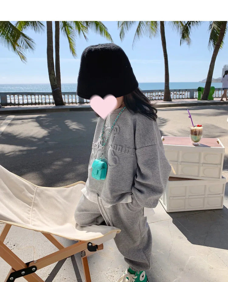 2026 Spring Children's Spring Clothes Round Neck Long Sleeve Sweater Boys and Girls Trendy Baby Stylish Children's Clothing 2PCS