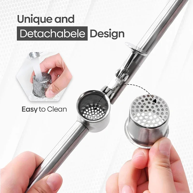 Kitchen stainless steel garlic press, detachable design, rust-proof, large-sized garlic crusher, essential kitchen item