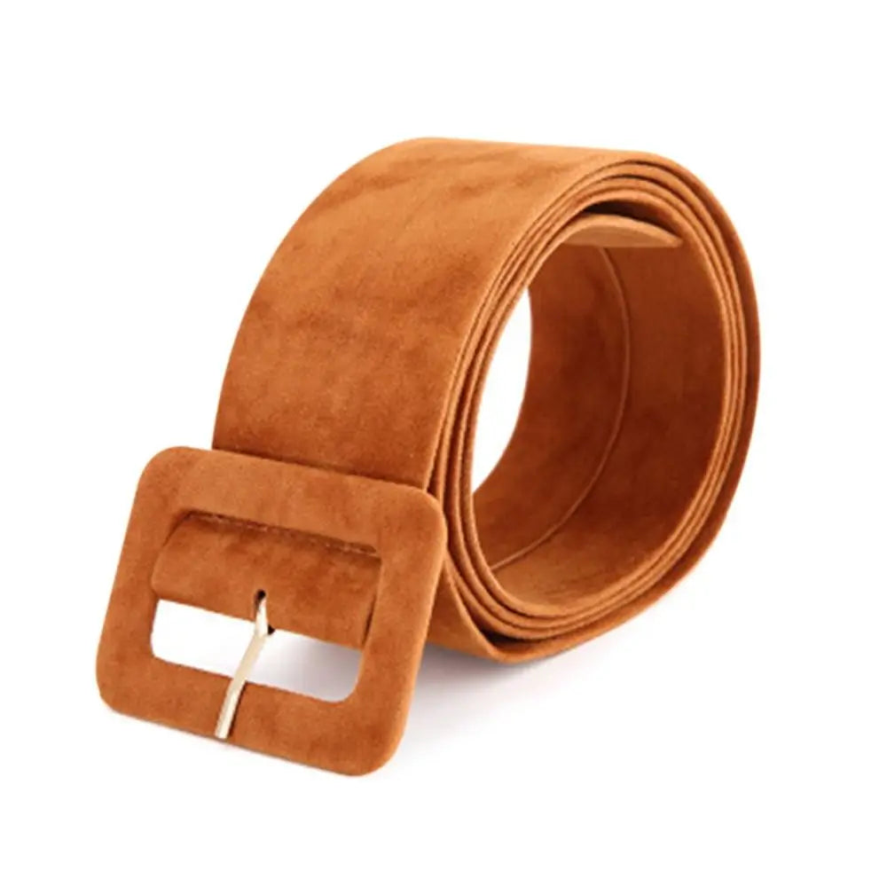 Fashion Women Velvet Belts Jeans Retro Wild Waistbands Strap Square Pin Buckles Belts