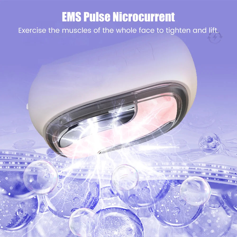 Facial Natural Jade Massagr LED Photon Hot Compress Face Lifiting Anti-aging EMS Pulse Microcurrent Skin Care Deeply Cleansing