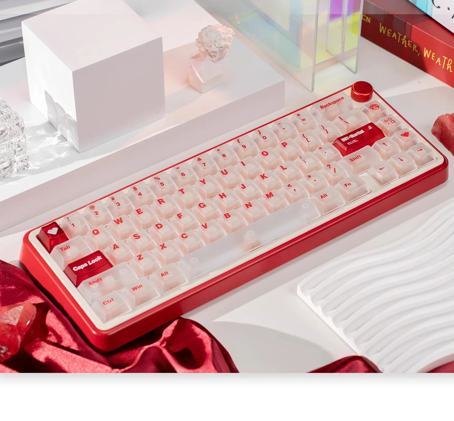 White Frog Korean Keycap Mist Pc Transparent Light Cherry 154/131 Key2.25/2.75/7U Space Bar Retro Red L Shape Enter Key Keycaps