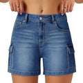 Solid Color Women's Denim Shorts Summer Wear High Waist Slim Cargo Jeans Bottoms Daily Use Soft Comfy Stretch Ladies Casual Pant