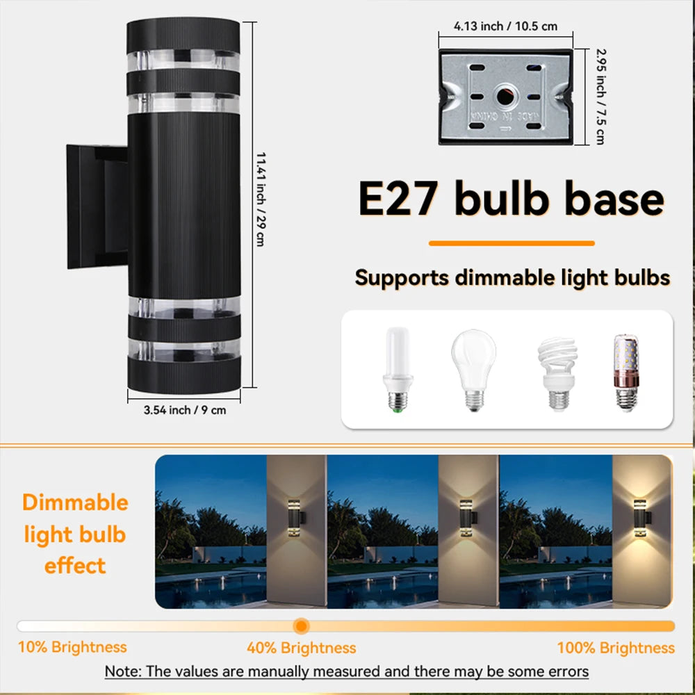 2025 NEW Wall Light Outdoor Waterproof LED E27 Bulb External Facade Decor Stairs Lights Entrance Fixture Home Decorative Wall