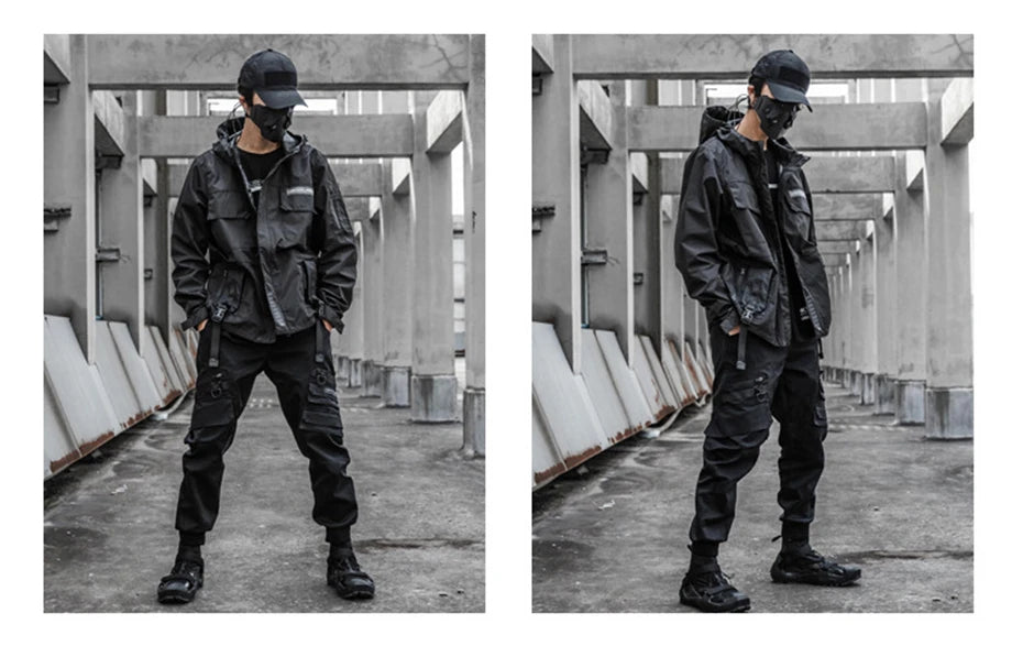 2022 Autumn Tactical Jackets Windbreaker Men Functional Techwear Mens Black Hip Hop Streetwear Waterproof Windproof Hooded Coats