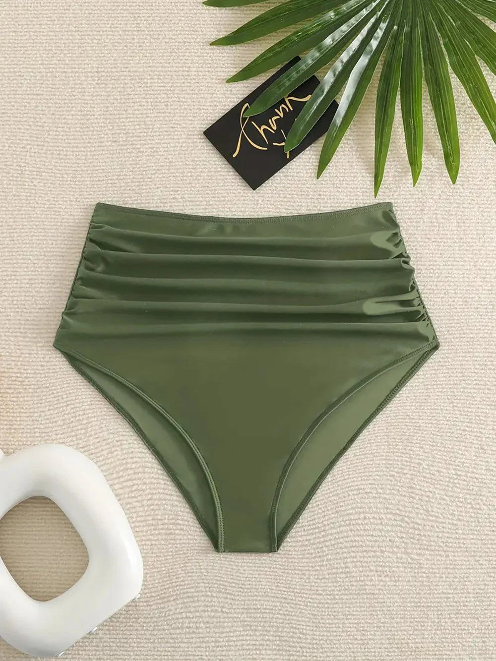 Summer Sexy Women Bikini Bottoms High Waisted Ruched Swimwear Bottoms Beach Shorts For Vacation Party Swimming Bathing Suit