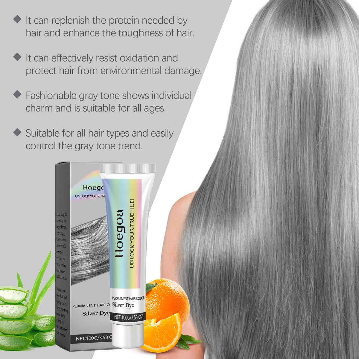 Permanent Hair Dye Natural No Stimulation Easy Coloring Cream Soften Hair Prevent Dryness Rough Silver Gray Hair Color Shampoo