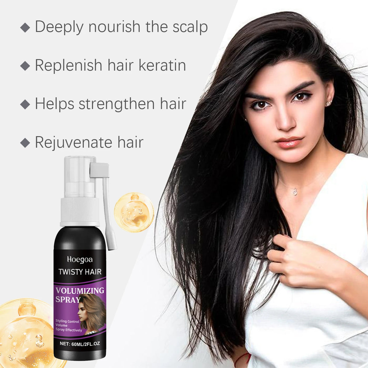 Hoegoa Hair Fluffing Spray Volume Boost - Oil Control Refreshing Clean No Rinse Daily Use Styling Spray for Hair