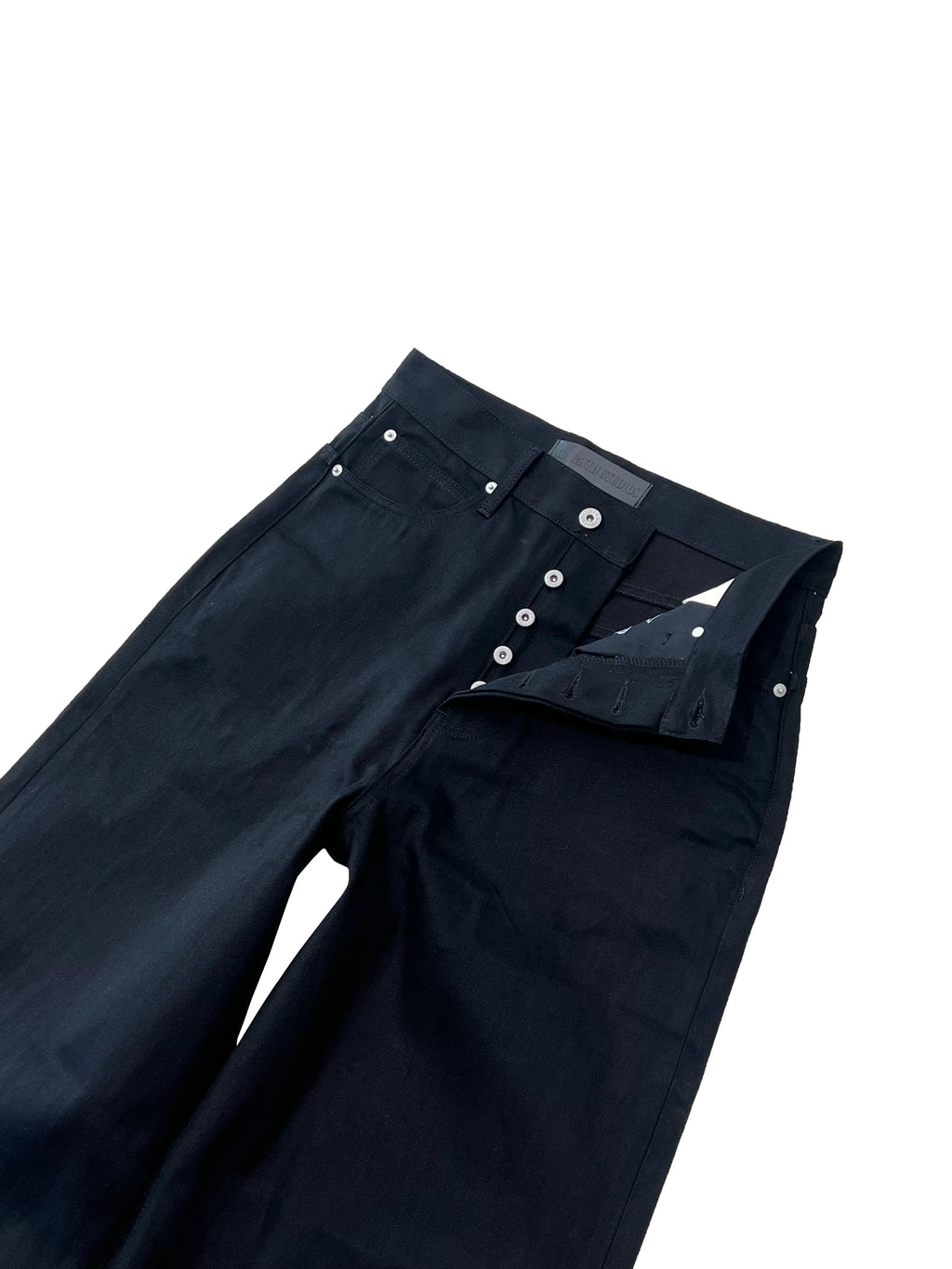 Black Raw Denim Jeans Baggy Pants Japanese Red Edge Raw Selvedge Fabric Straight Leg Men's Casual Trousers