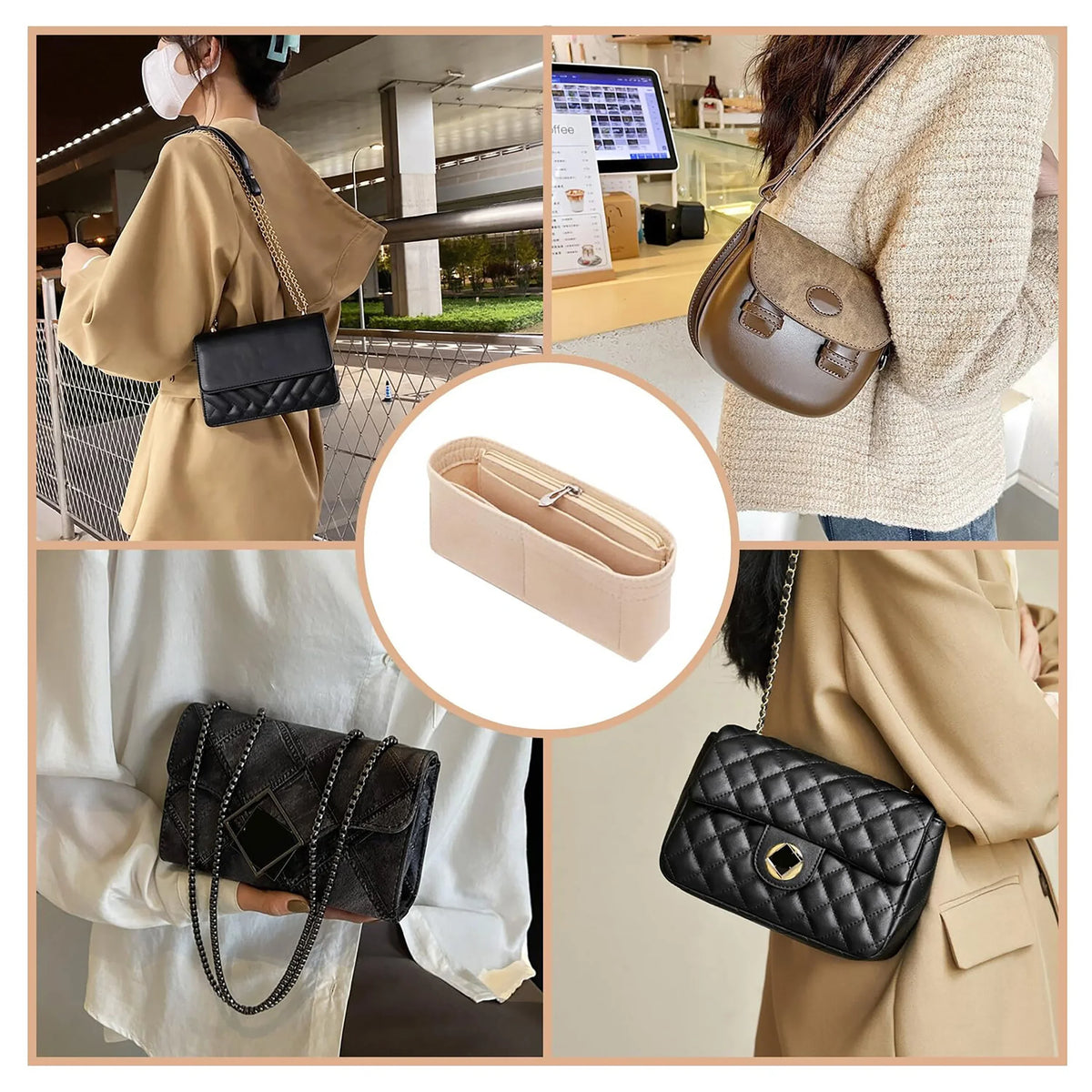 Trendy Felt Insert Bag Organizer Makeup Organizers Liner Perfect for Brand Women's Handbags Cosmetic Bags Bag Accesories
