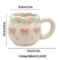 Cute Pink Relief Bow Ceramics Mug Cups Coffee Milk Drinks Ceramics Handle   Cup with Box Girls  Gift