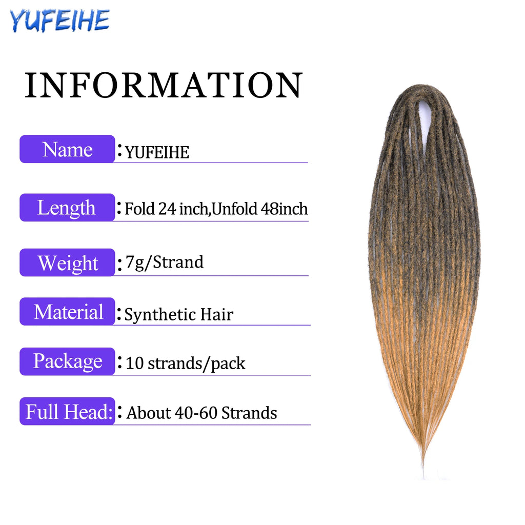 Dreadlock Extensions Handmade Crochet Hair Synthetic 24 36 Inches Dread Extension Crochet Braids For Women Dreadlocks Hair