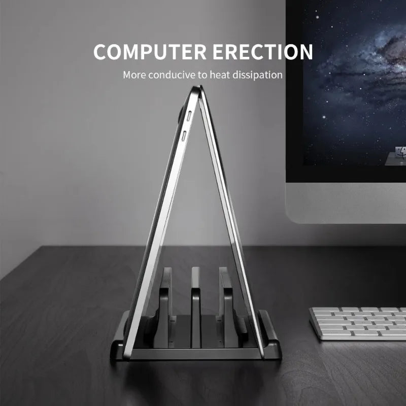 Universal Vertical Laptop Stand 3Slots Desk Laptop Holder Portable Laptop Docking Station Stand Adjustable Desktop Notebook Dock