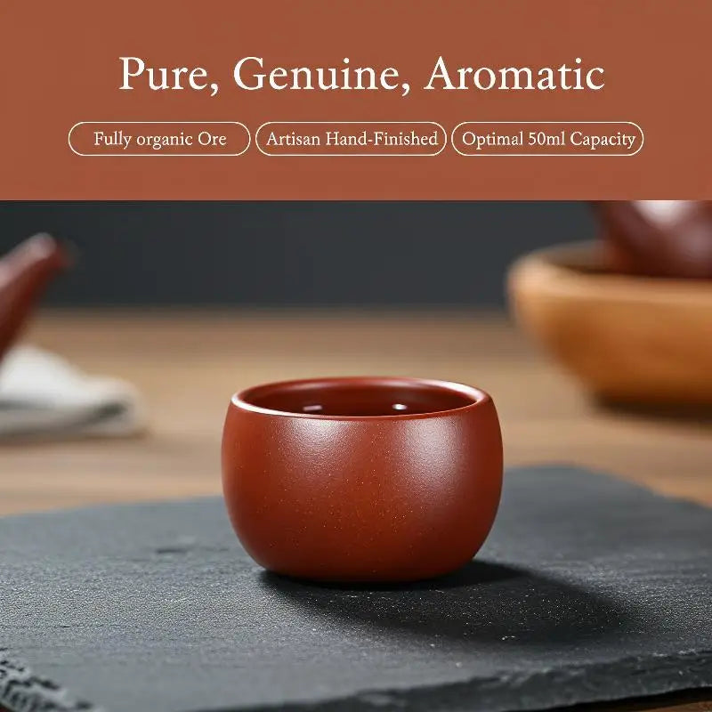 Yixing Purple Clay Travel Tea Bowl Handmade Master Teacup Lightweight for Hiking Camping Office Tea Drinking