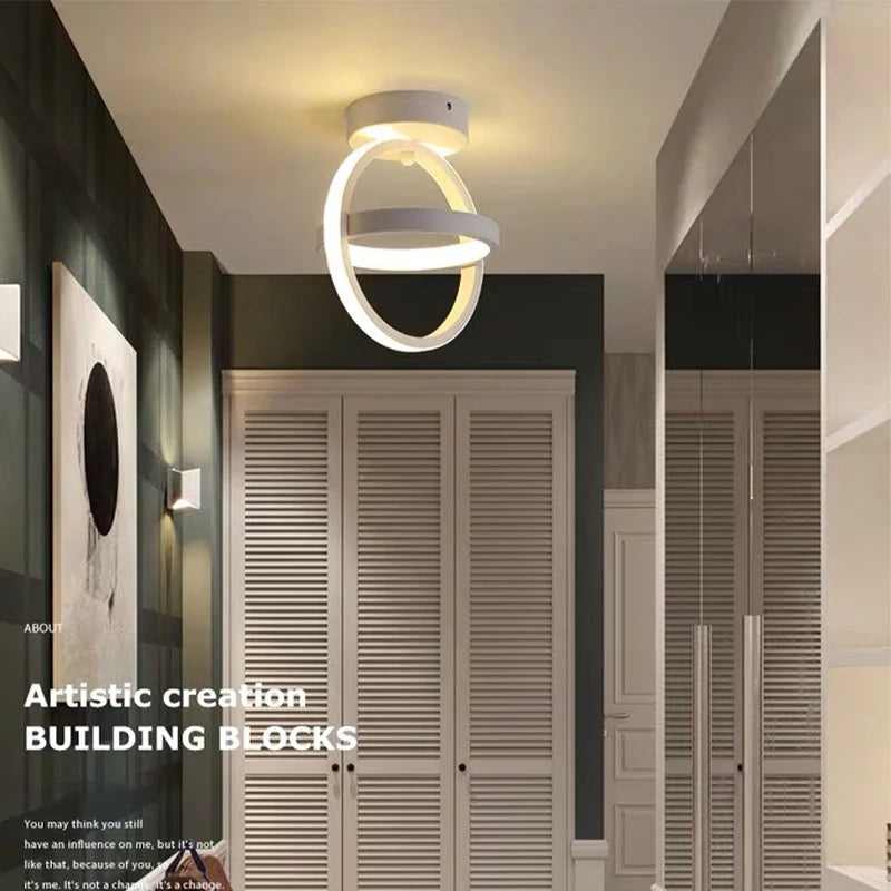 Modern LED Aisle Ceiling Light 2 Ring Creative Dimmable Living Room Ceiling Lamp Hallway Entrance Balcony Office Indoor Lighting