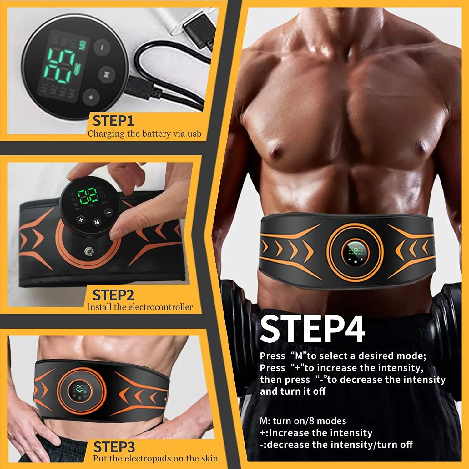Electric EMS Muscle Stimulator Abdominal Trainer Belt Arm Leg Muscle Toner for Men Women Body Slimming Shaping