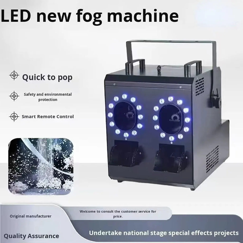 LED DMX512 Remote Control Fog & Bubble Machine Double Wheel Smoke Bar KTV Hole Performance Special Effects Blower